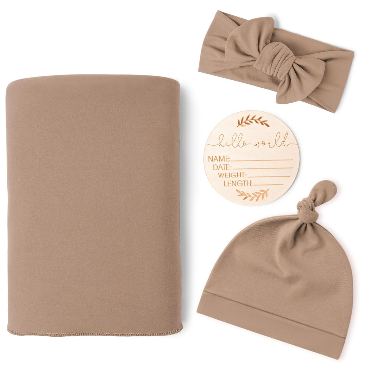 Konssy Baby Girl Newborn Receiving Blanket with Matching Headband and Beanie Set Baby Swaddle
