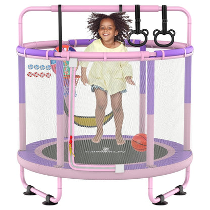 60" 6-in-1 Kids Trampoline, 5ft Mini Toddler Trampoline for Girls Boys