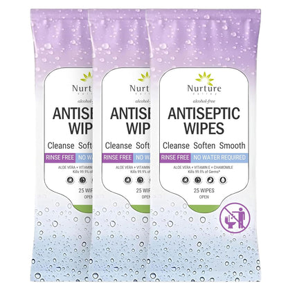 Nurture XL Antibacterial Body & Hand Wipes | Alcohol-Free Antiseptic Wet Sanitizer Towelettes for