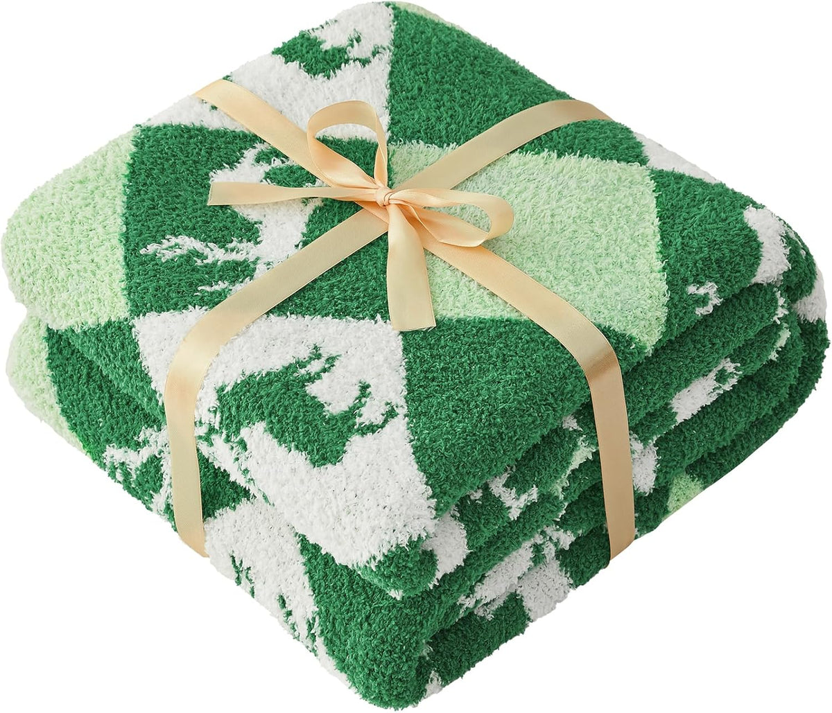 CYMULA Christmas Knit Throw Blanket - Super Soft Cozy Fuzzy Blankets for Couch, Sofa & Bed, Holiday