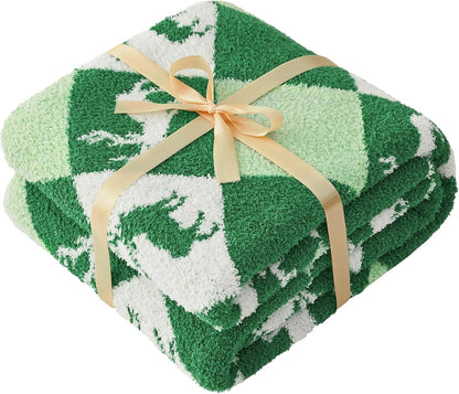 CYMULA Christmas Knit Throw Blanket - Super Soft Cozy Fuzzy Blankets for Couch, Sofa & Bed, Holiday