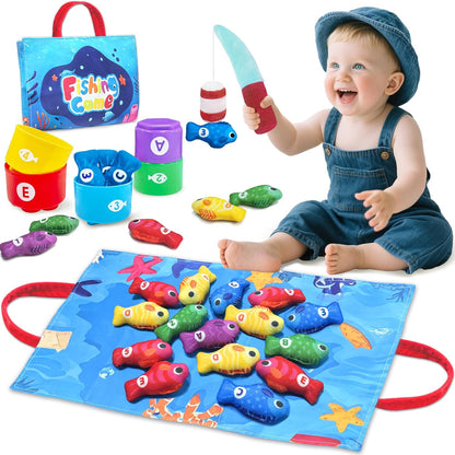 Montessori Toys for 1 Year Old, Toddler Fishing Game with Stacking Cups, Learning Educational Toys