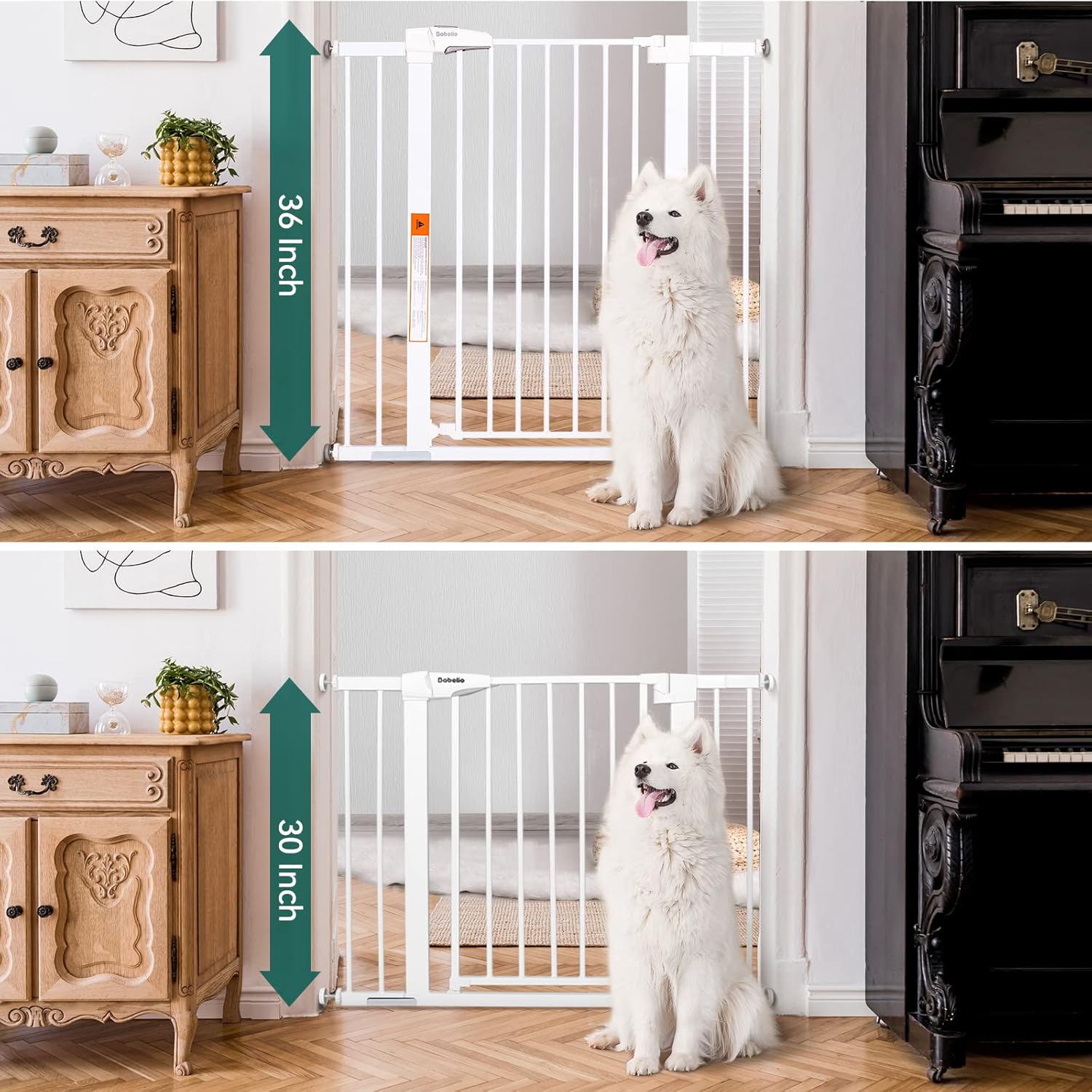 BABELIO 36" Extra Tall Dog Gate, 26-40" Wide Auto Close Baby Gate, Pressure Mounted Metal Pet, Easy