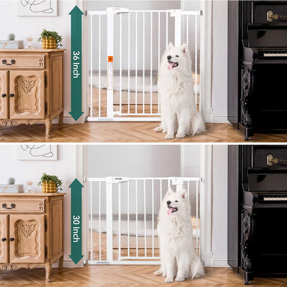BABELIO 36" Extra Tall Dog Gate, 26-40" Wide Auto Close Baby Gate, Pressure Mounted Metal Pet, Easy