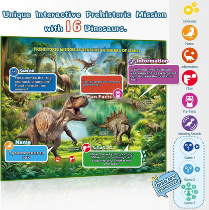 Interactive Dinosaur Toys Learning Poster, Dinosaur Talking Poster, Bilingual Dinosaur Talking