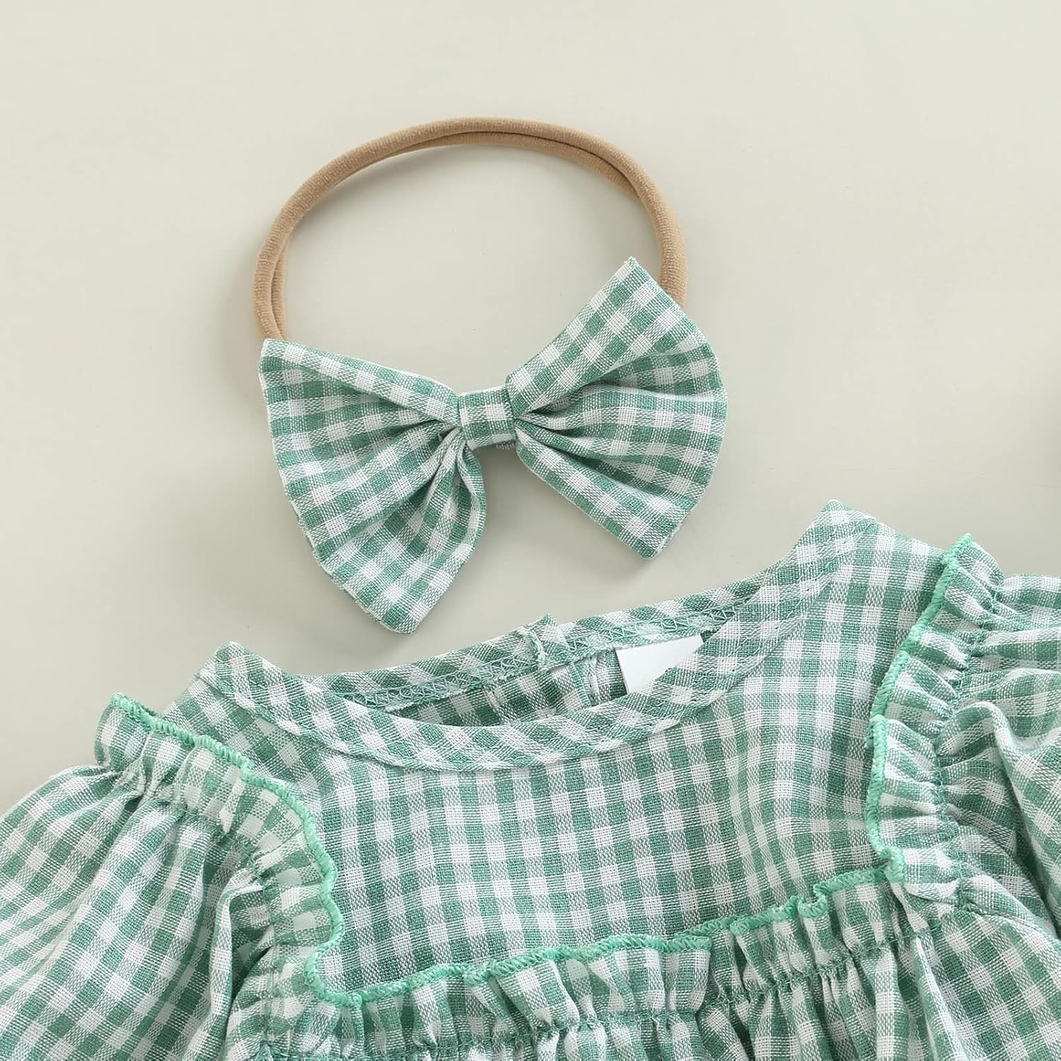 Douhoow Infant Baby Girl Plaid Romper Baby Sweatshirt Romper Ruffle Festival Clothes Fall Winter