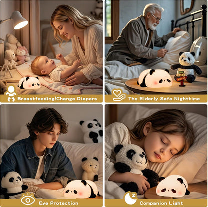 Cute Panda Night Light for Kids, LED Panda Lamp, Food Grade Silicone Novelty Animal Night