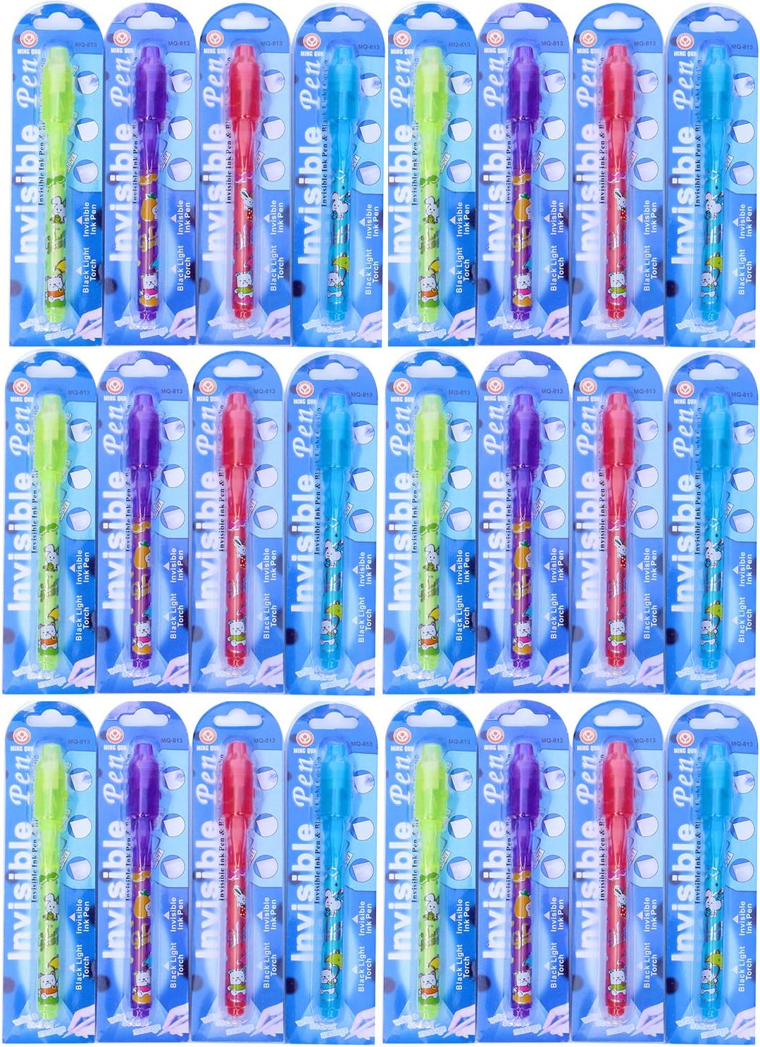 Invisible Ink Pen 24Pcs Spy Pen with UV Light Magic Marker Kid Pens for Secret Message and Birthday