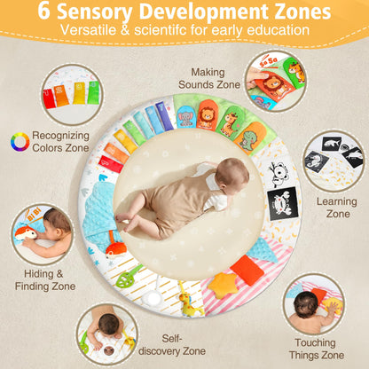 URMYWO Baby Play Gym Mat Tummy Time Mat with 5 Sensory Toys for 0-18 Months