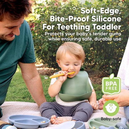 KeaBabies Silicone Baby Spoons, Self Feeding 6-12 months - 3-Pack Baby Weaning Eating Utensils