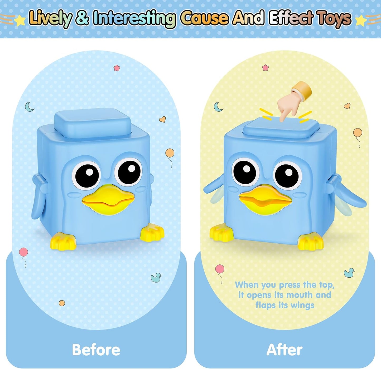 Stacking Toys Set for Toddlers 18+ Months, 6 in 1 Infant Sensory Toys with Changing Expressions