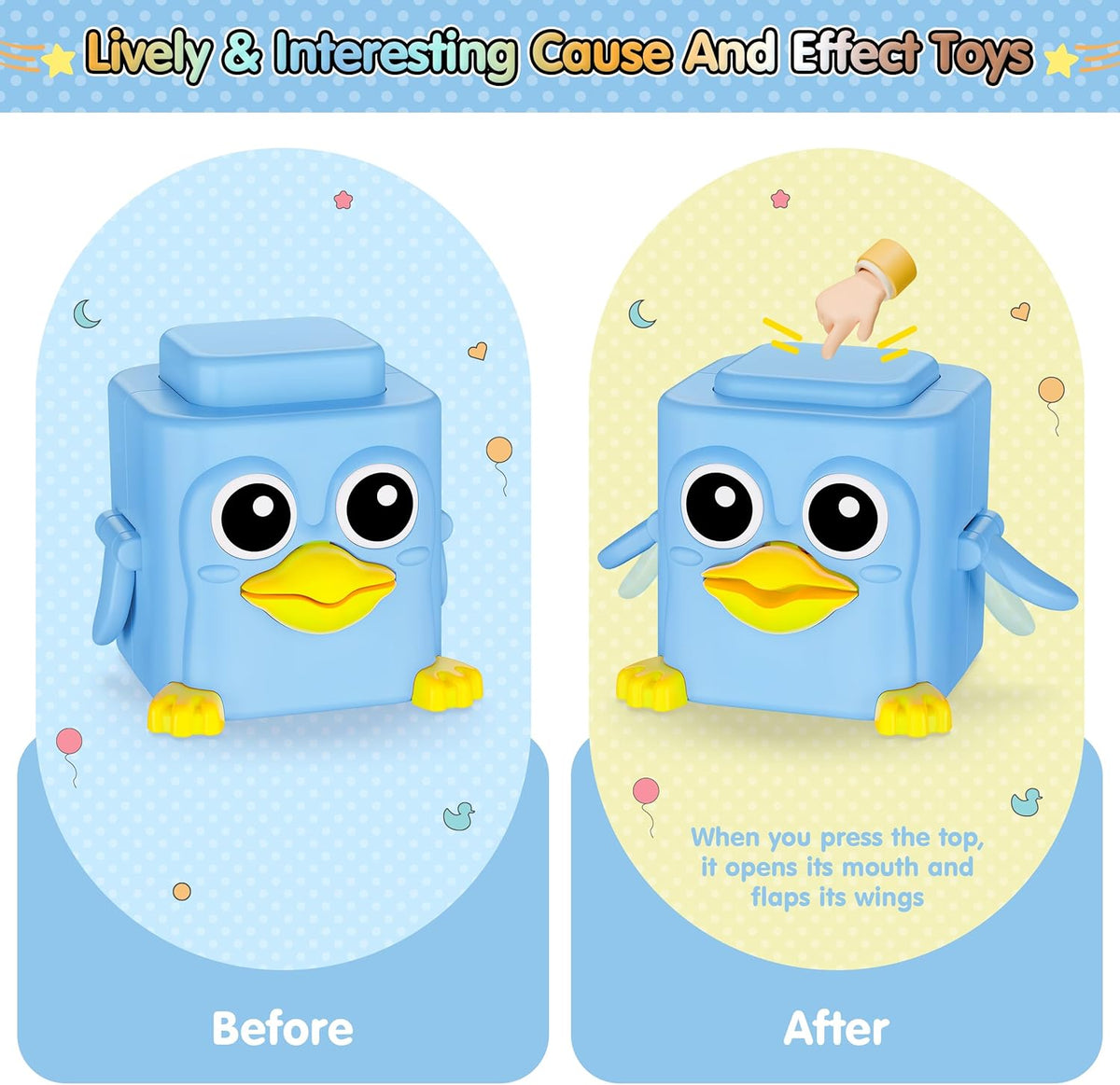 Stacking Toys Set for Toddlers 18+ Months, 6 in 1 Infant Sensory Toys with Changing Expressions