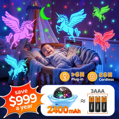 One Fire Night Light for Kids Gifts, 6 Films+78 Lighting Modes Ceiling Star Projector, Rechargeable
