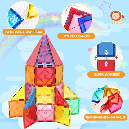 Mruikeny Magnetic Tiles Building Blocks for 3 4 5 6 7 8+ Years Old Boys Girls Colorful Magnet