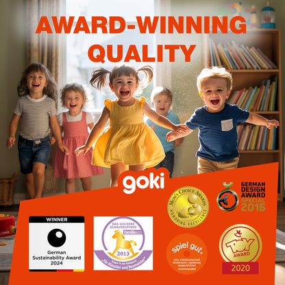 Goki Rainbow Stacking Toys for Toddlers 1–3 Little Prince | Classic 6-Piece Ring Stacker | Colorful