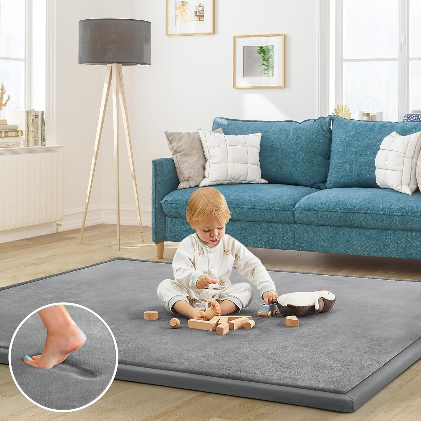 Baby Play Mat for Floor Tummy Time Mat Nursery Rug Muscle Mat Area Rug Playroom Rug Tatami Mat