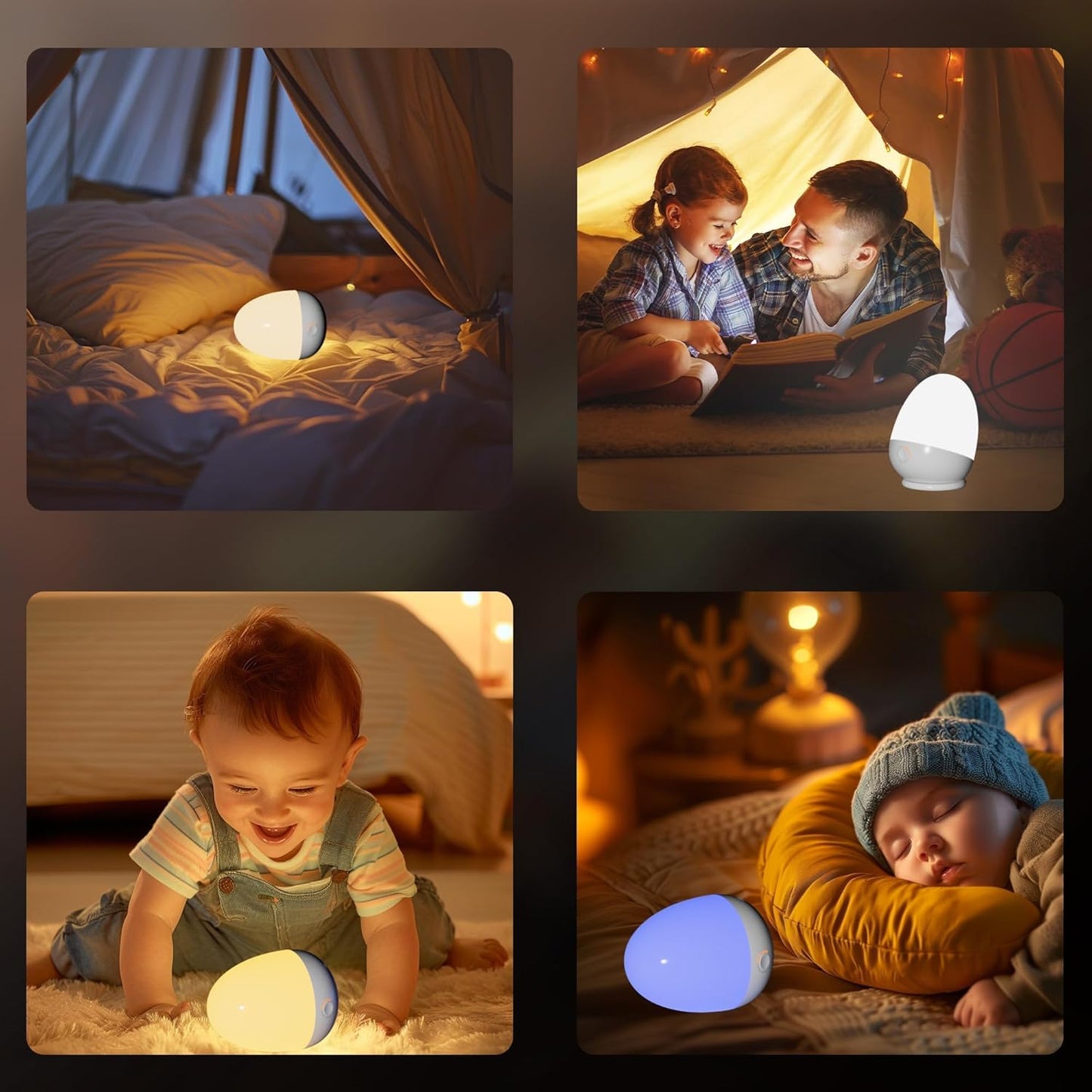 Touch Egg Night Light for Baby Nursery, Rechargeable Portable Kids Nightlight Lamp with 1-6H