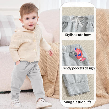 DREAM BUS Pack of 3 Toddler Jogger Pants with Pocket Toddler Boy Sweatpants Baby Boy Pants Infant
