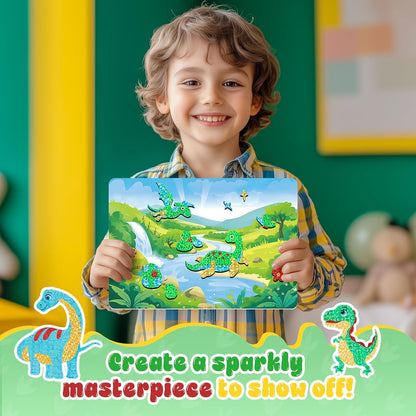 homicozy Art & Craft Activity for Kids-Foil Fun Dinosaur,No Mess Art Crafts for Girls,DIY Foil Foam