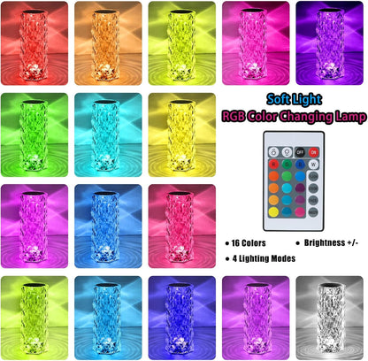VoMii 2 Pack Crystal Lamp Touch, RGB 16 Colors Changing Night Light, Rechargeable Crystal Table