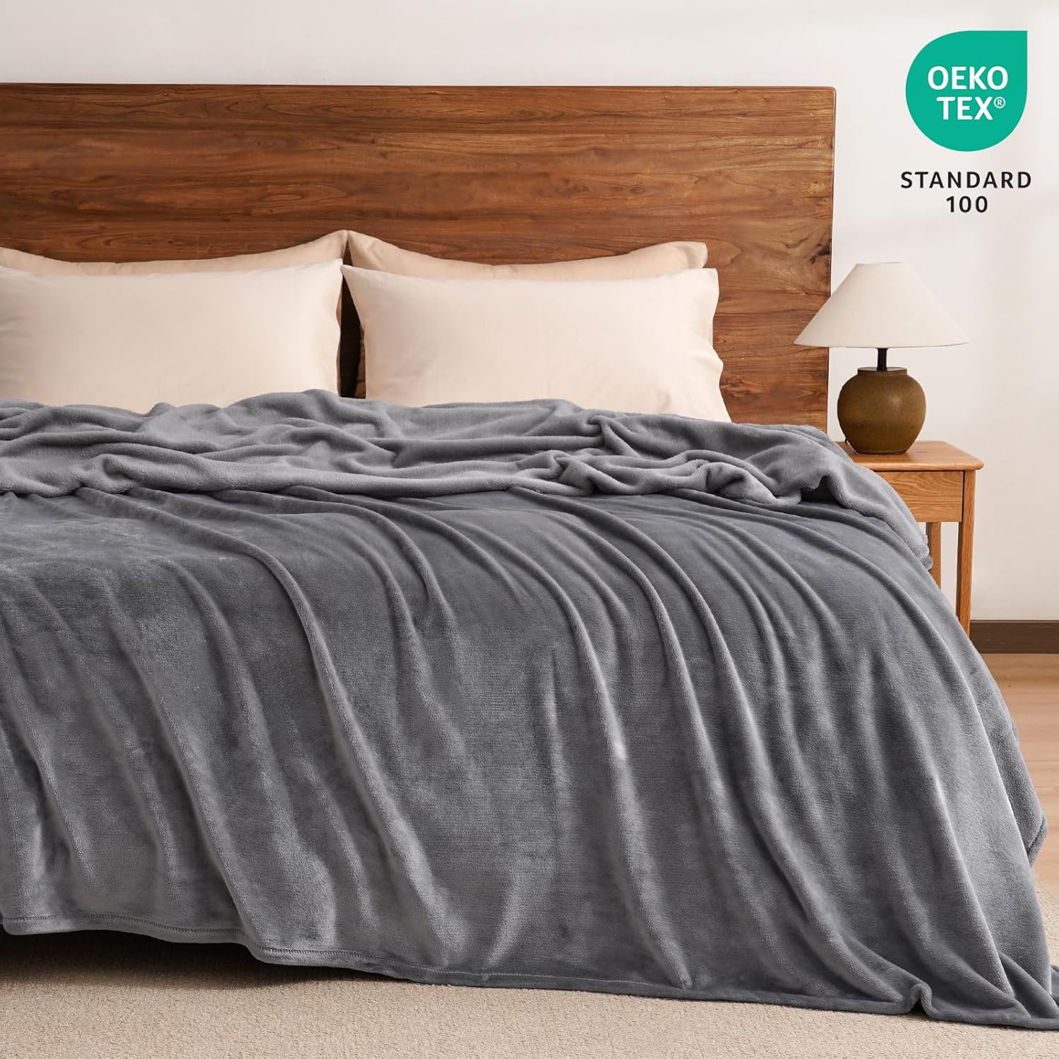 PHF Ultra Soft Fleece Blanket King Size, No Shed No Pilling Luxury Plush Cozy 300GSM Lightweight