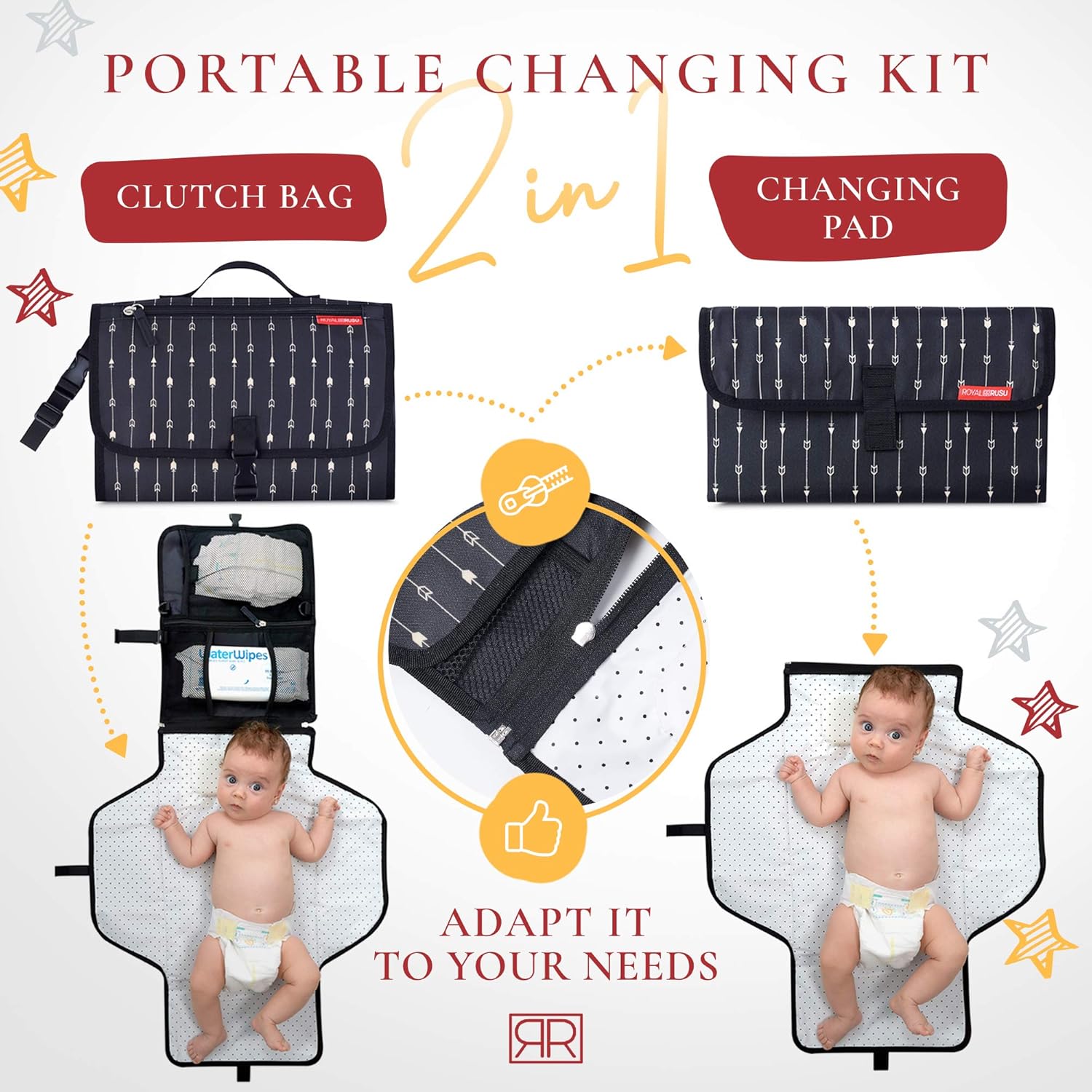 Portable Diaper Changing Pad Waterproof – B0NUS Insulated Baby Bottle Bag, 2-in-1 Diaper Clutch and