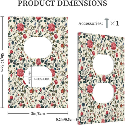 Outlet Covers Vintage Flowers Rose Leaf Bird Butterfly 1 Gang Duplex Wall Plate Decorative Switch