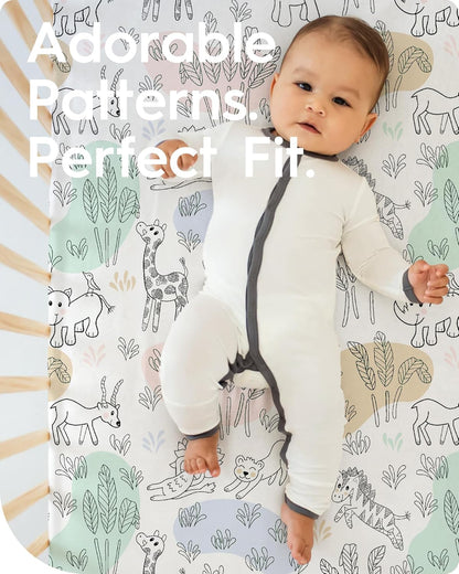 Premium Soft boy Crib Sheets, Ultra Breathable Crib Fitted Sheet, Super Stretchy Baby Bed Sheets