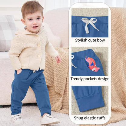 DREAM BUS Pack of 3 Toddler Jogger Pants with Pocket Toddler Boy Sweatpants Baby Boy Pants Infant