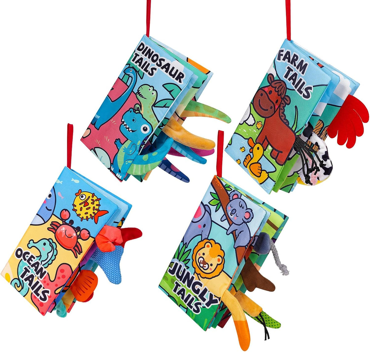 4 Pack Baby Books 0-6 Months, 4PCS Crinkle Books for Babies, Touch and Feel Sensory Books for