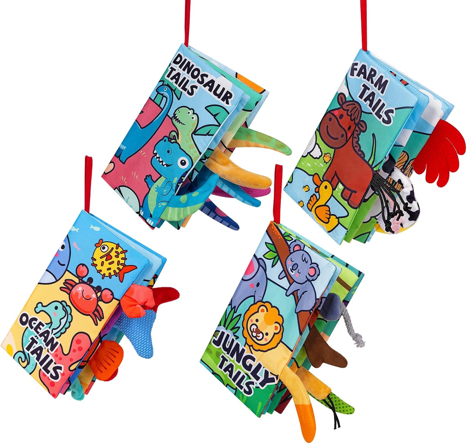 4 Pack Baby Books 0-6 Months, 4PCS Crinkle Books for Babies, Touch and Feel Sensory Books for