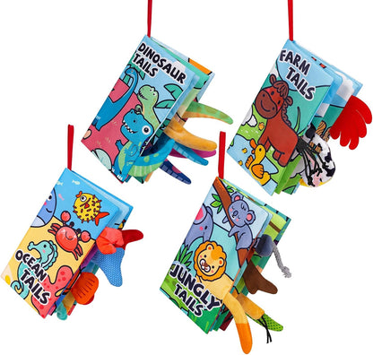 4 Pack Baby Books 0-6 Months, 4PCS Crinkle Books for Babies, Touch and Feel Sensory Books for