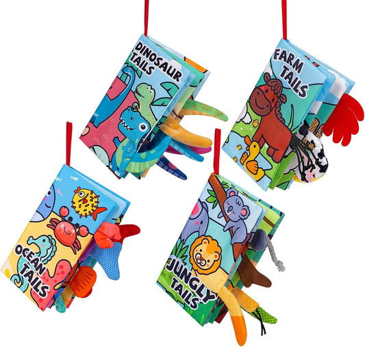 4 Pack Baby Books 0-6 Months, 4PCS Crinkle Books for Babies, Touch and Feel Sensory Books for