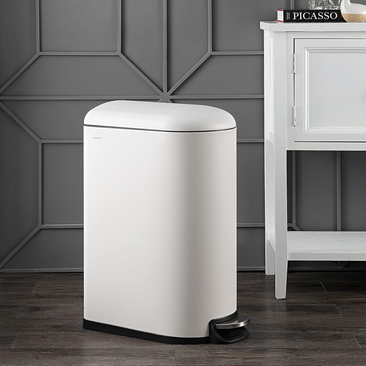 happimess HPM1009C Roland Mini 2.6-Gallon Step-Open Trash Can with Soft-Close Lid, Modern