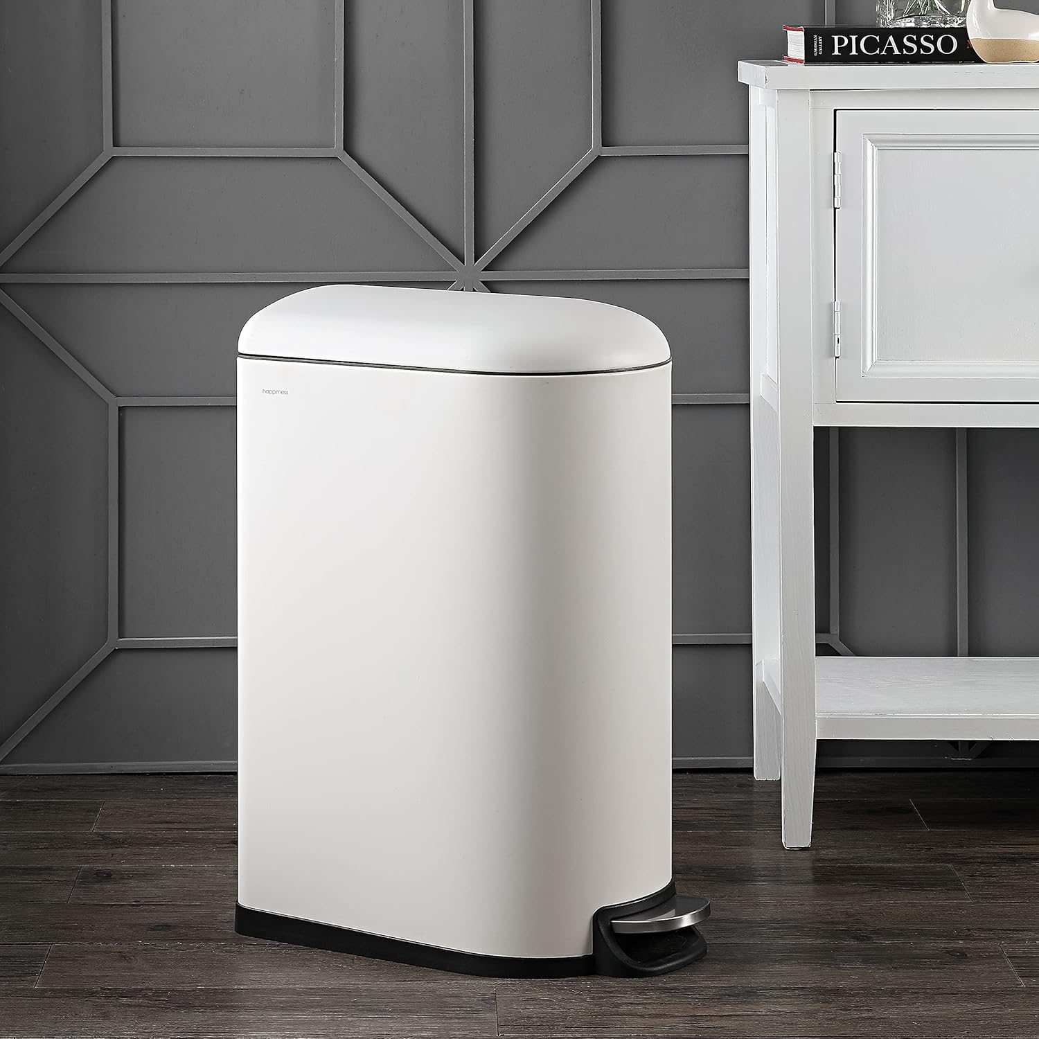 happimess HPM1009C Roland Mini 2.6-Gallon Step-Open Trash Can with Soft-Close Lid, Modern