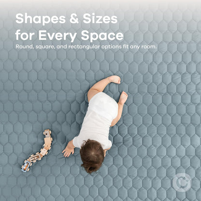 Comfy Cubs Round Kids Play Mat -Small 36 inches Soft Quilted Baby Floor Mat with Non-Slip Bottom
