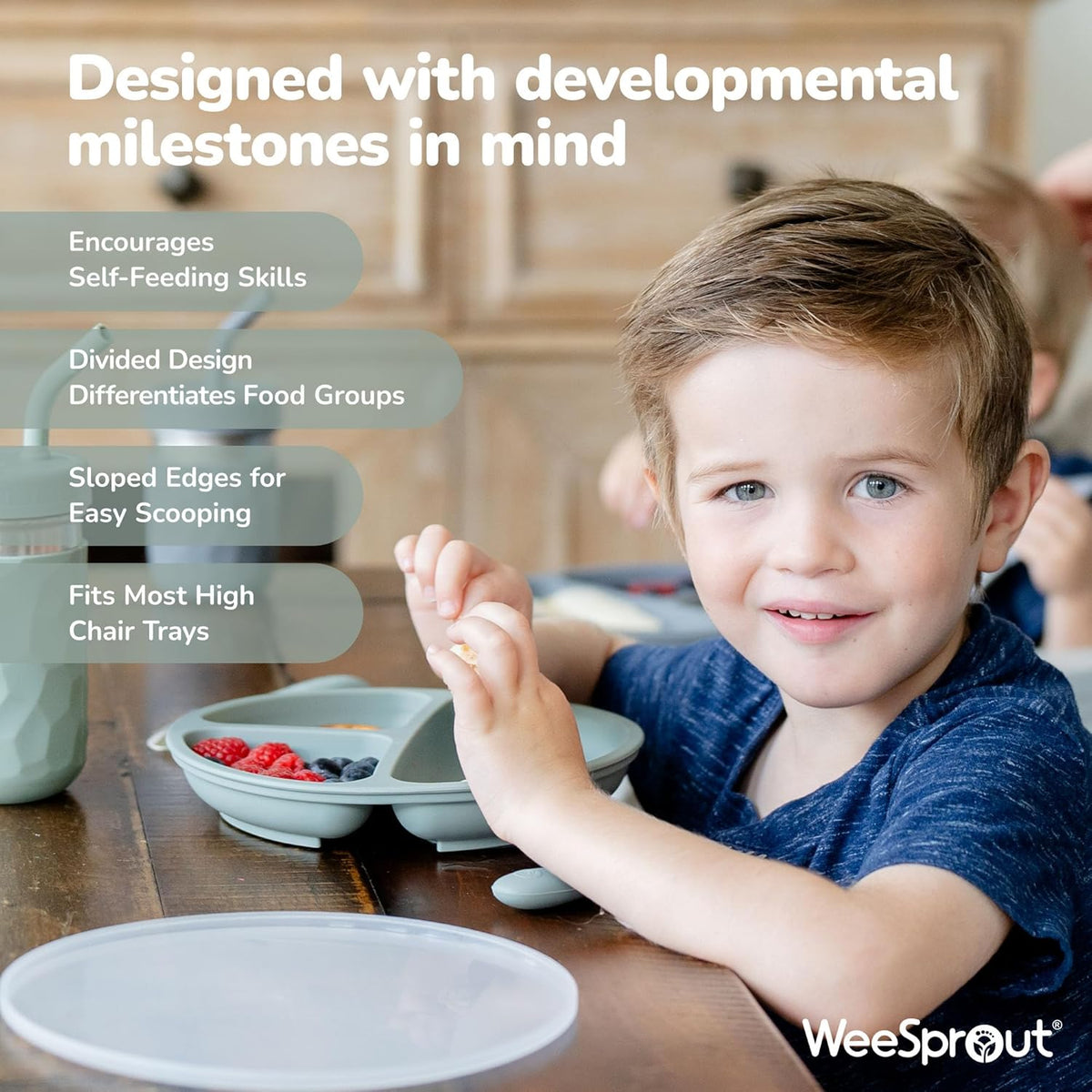 WeeSprout Silicone Plates for Babies & Toddlers (3 Pack) 100% Food-Grade Dishes for Self Feeding