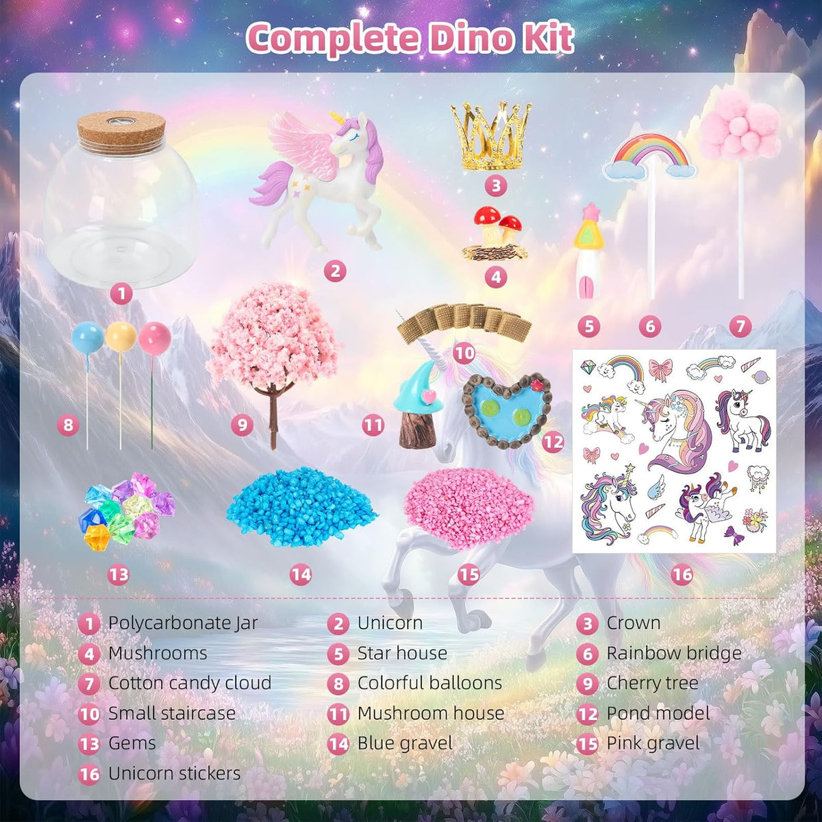 Unicorn Light Up Terrarium for Girls – DIY Garden Craft with LED | STEM Kit, Arts & Crafts Gift for