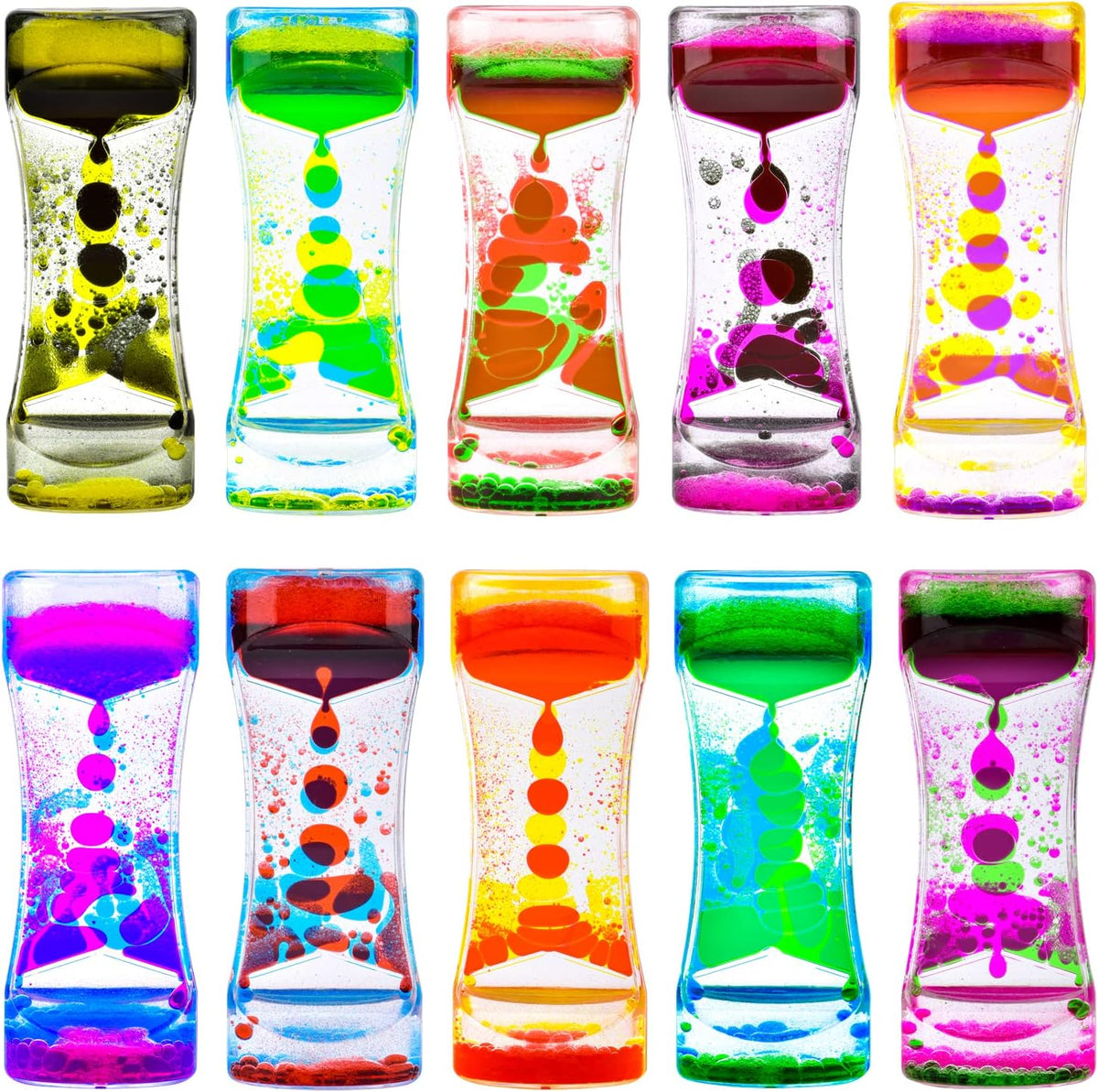 10Pack Liquid Motion Bubbler for Sensory Play Mini Baby Fidget Toys, Easter Basket Stuffers for