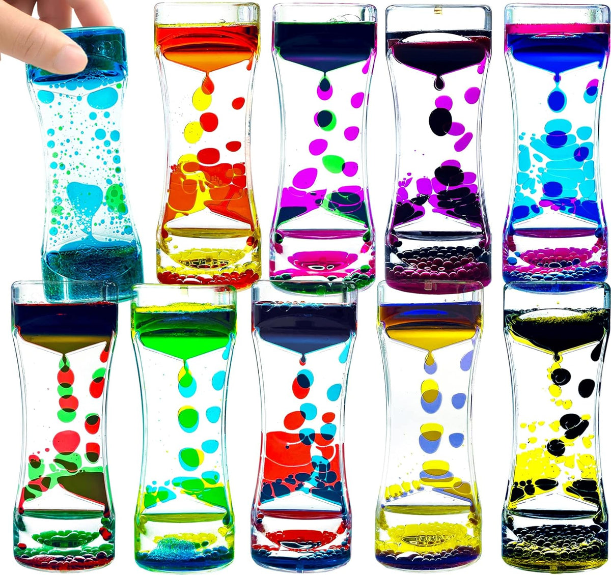 Liquid Motion Bubbler for Kids and Adults Pack of 10 Great Rainbow Series Liquid Bubbler Timer