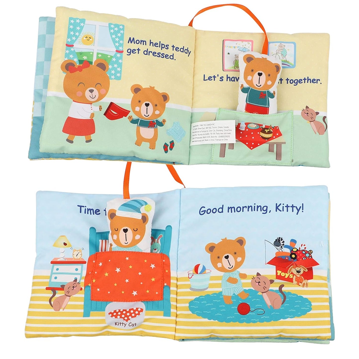 Teddy Bear Baby Toy Cloth Crinkle Books for Babies Infant Toddler, Soft Toys 0-6-12 Months Activity