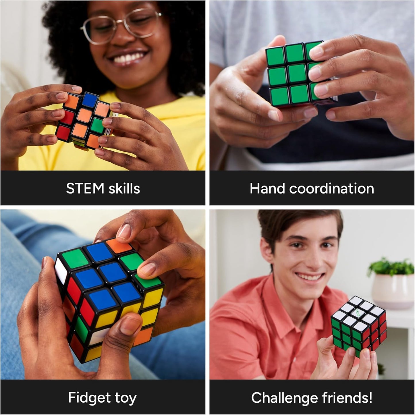 Rubik's Re-Cube, The Original 3x3 Cube Made with 100% Recycled Plastic 3D Puzzle Fidget Cube Stress