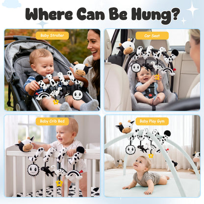 Spiral Car Seat Baby Toys 0-6 Months, Infant Carseat High Contrast Sensory Toys Hanging Stroller