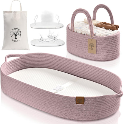 Baby Changing Basket Includes Diaper Caddy - Breathable & Waterproof Dual-Cover, Portable, Changing