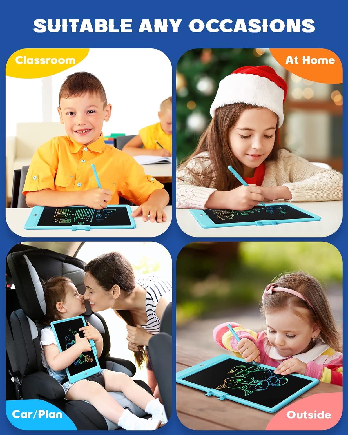 Bravokids Toys for 3-6 Years Old Girls Boys, LCD Writing Tablet 10 Inch Doodle Board, Electronic