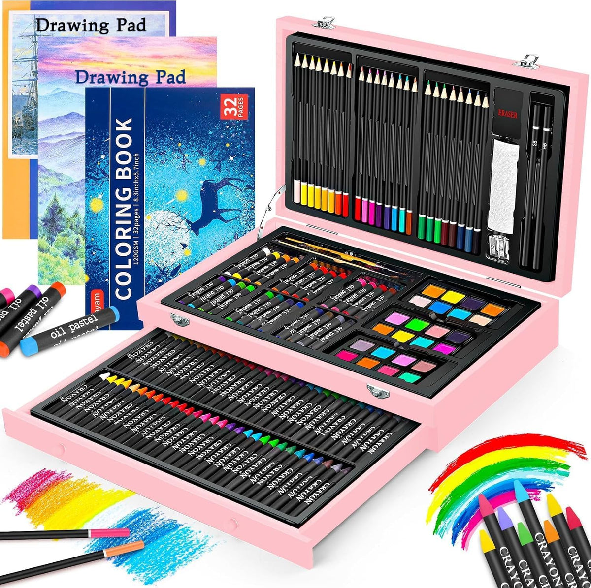 iBayam Arts and Crafts Gifts for Kids 6-14 Year, Teens Girls Christmas Gifts, 150-Pack Art Set Kits