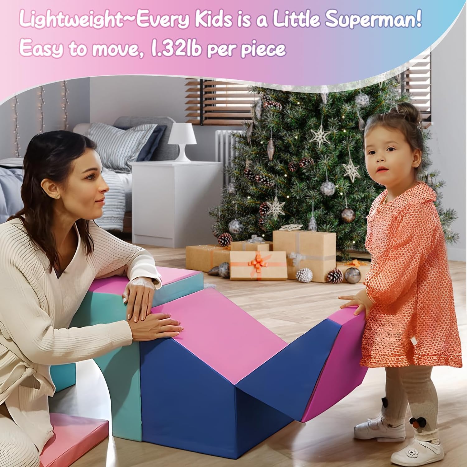 SURPCOS Crawl and Climb Foam Play Set, 6 Pcs Climbing Toys for Toddlers 1-3, Climb and Crawl