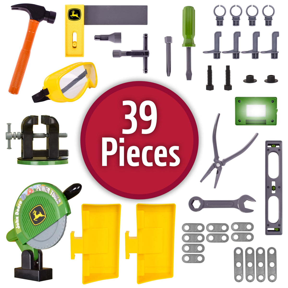 John Deere Kids Workbench, Power Tools Workshop - 39 Pieces - Ages 5+