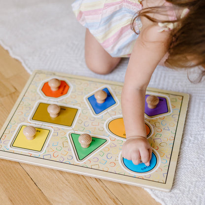 Melissa & Doug Deluxe Jumbo Knob Wooden Puzzle - Geometric Shapes (8 pcs)