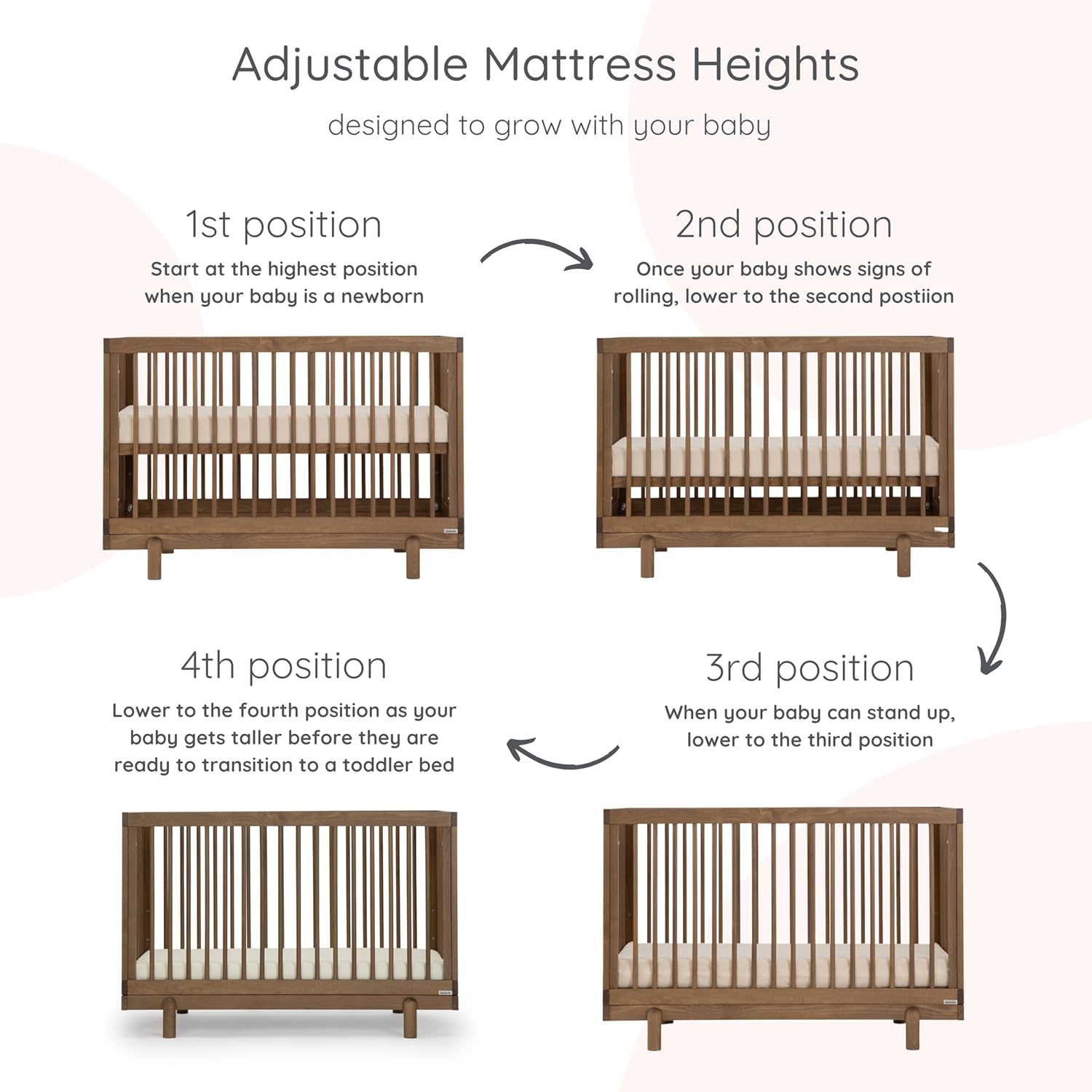 dadada Baby Bliss 4 in 1 Convertible Crib to Toddler Bed & Floor Bed – Made in Italy, GREENGUARD